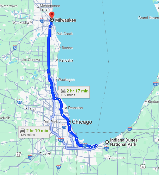 Indiana Dunes National Park, Indiana to Milwaukee, Wisconsin